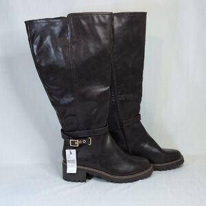 Lane Bryant Dark Brown Knee High Boots With Buckle Details Size 11W